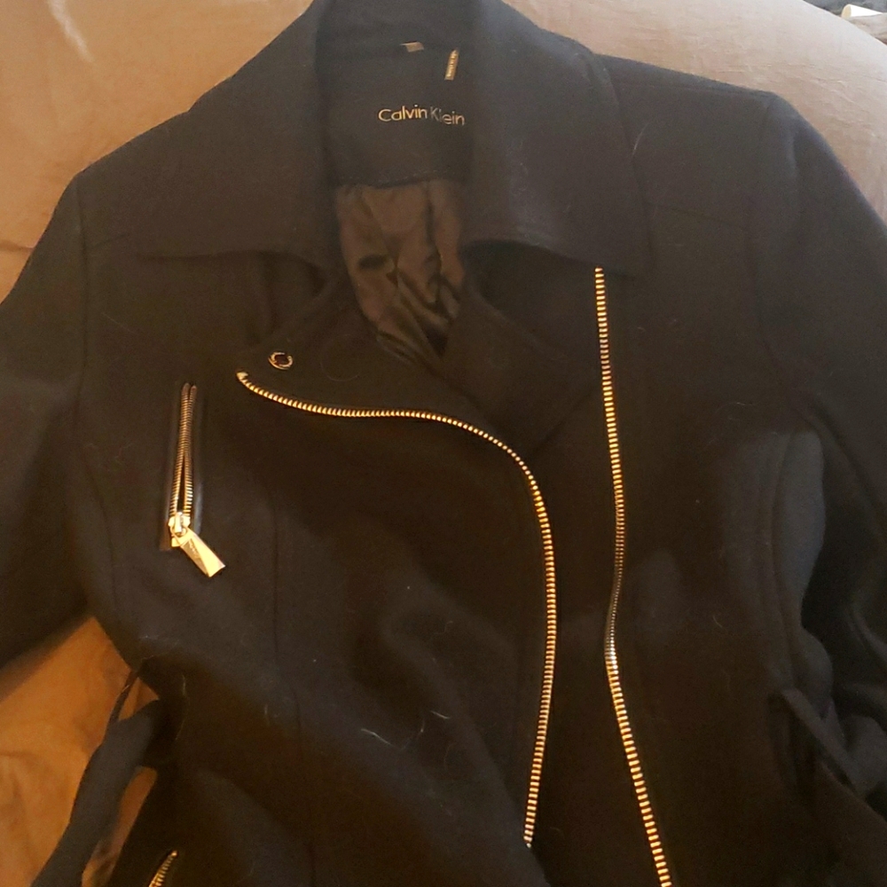 Calvin Klein wool motorcycle coat